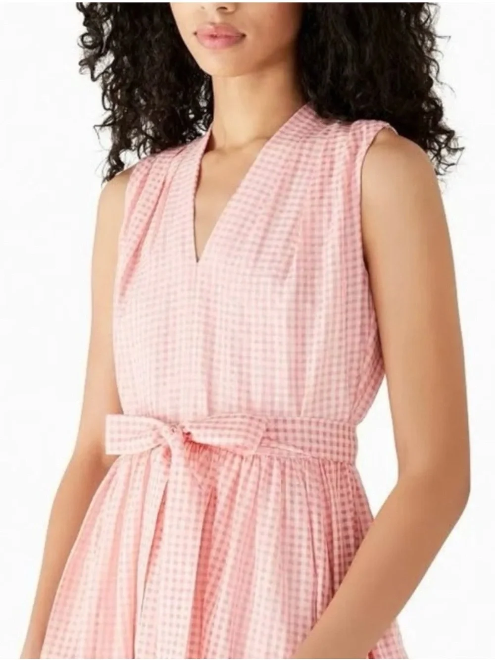 NWT Kate Spade Pink Gingham Silk Blend  Burnout Midi Dress Sz 8 / 10